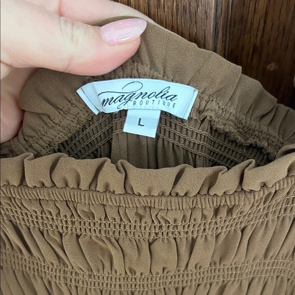 Brown Ruffle Maxi Dress - Picture 2 of 3